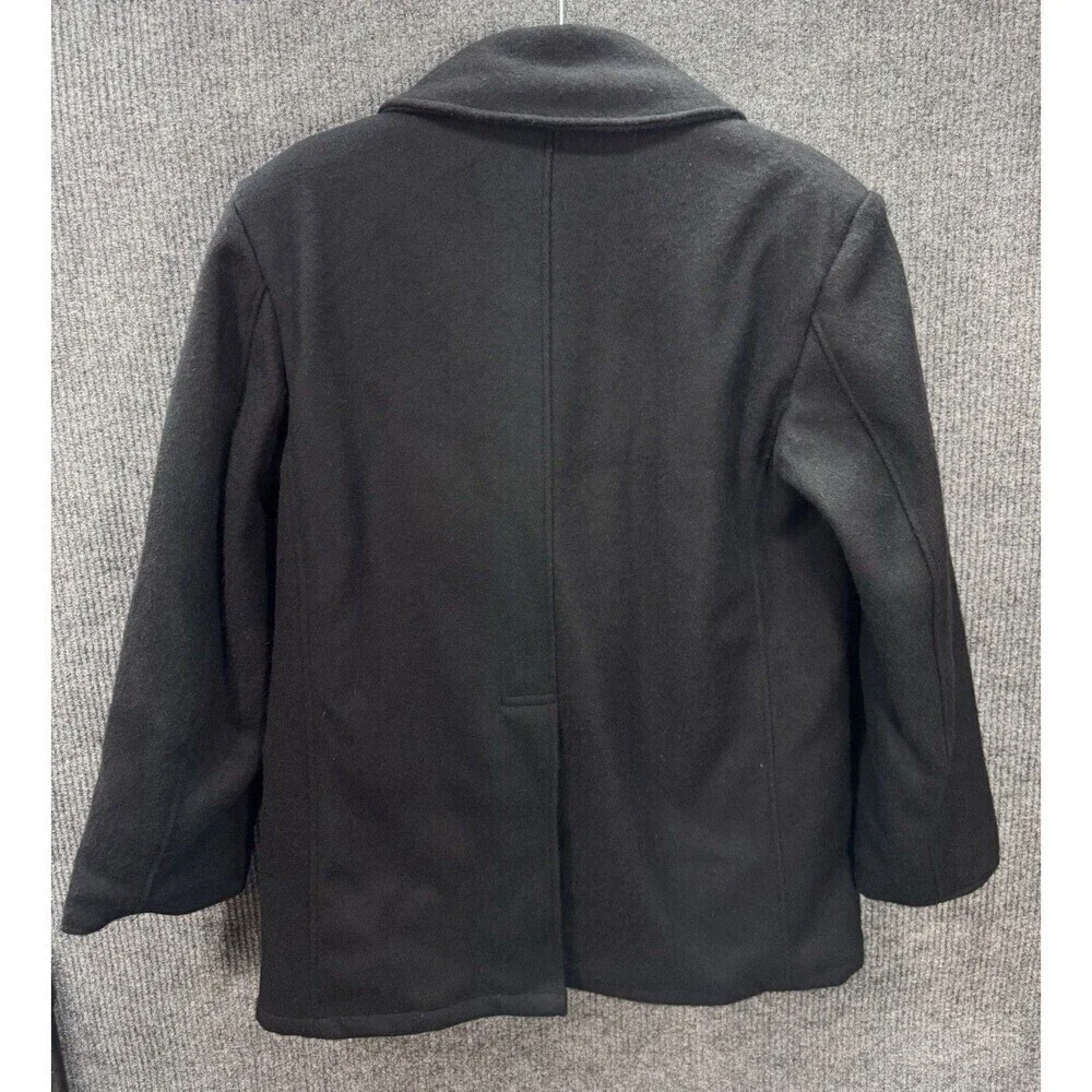 US Navy Wool Pea Coat Jacket Mens 40 Medium Black Anchor Buttons Military Issue